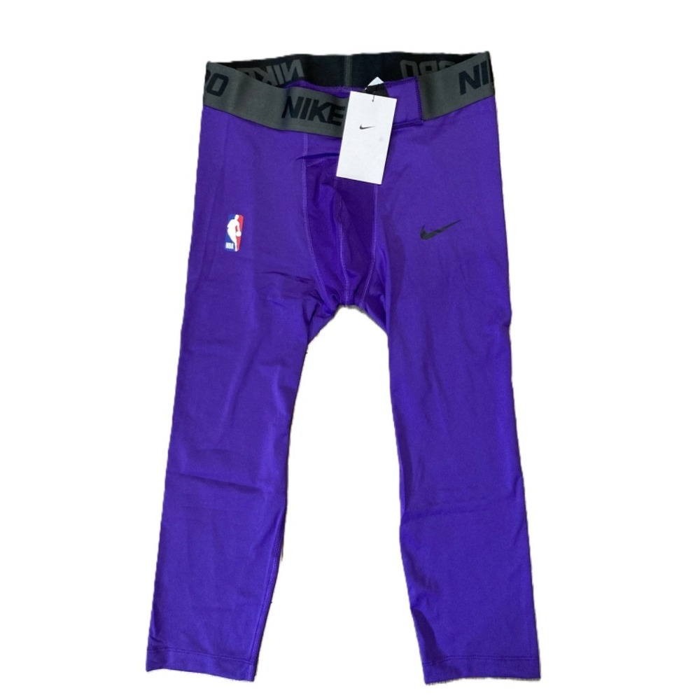Nike Pro x NBA Compression Leggings Mens LT Purple 3/4 Tights Yoga Activewear